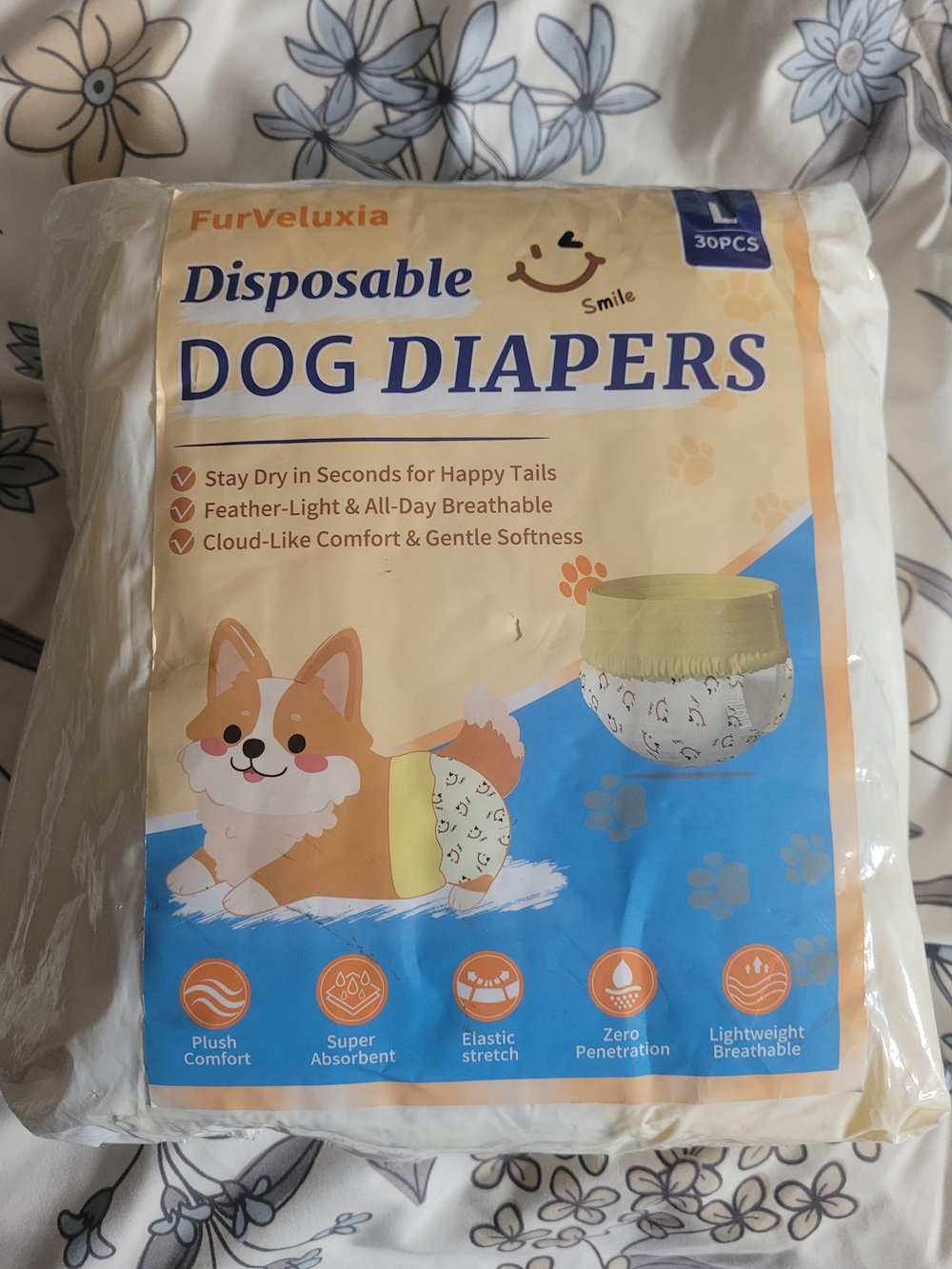 Disposable Dog Diapers - Yellow & White (30 pcs)